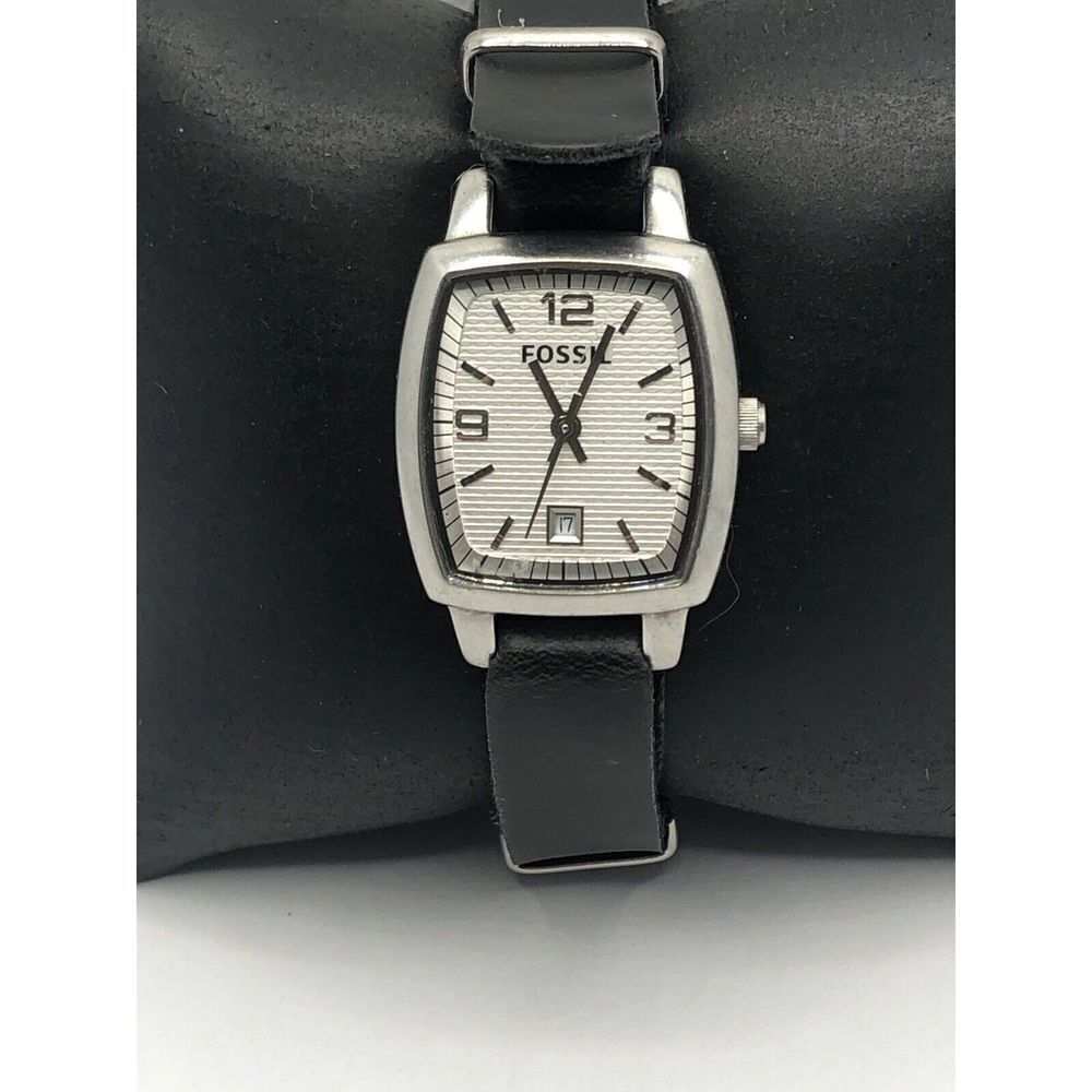 Fossil JR8876 Men's Black Leather Analog Silver Dial Quartz Genuine Watch OP601